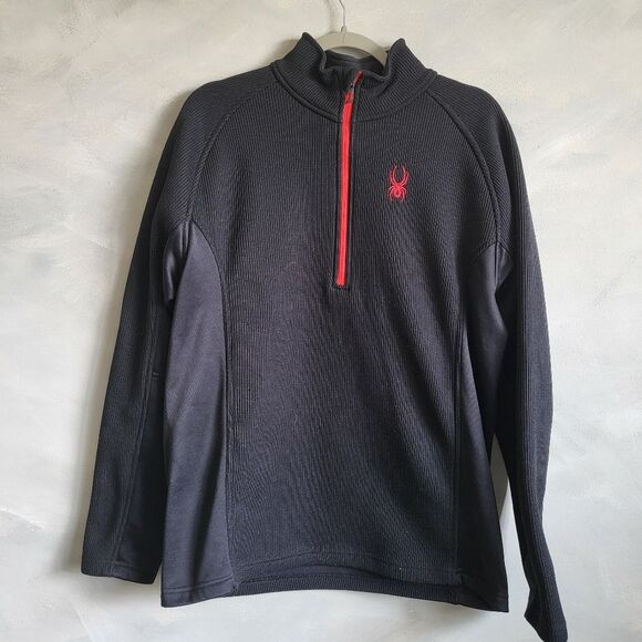 Spyder Men’s Outbound Half Zip Pullover Sweater Red and Black Size L - Picture 1 of 10